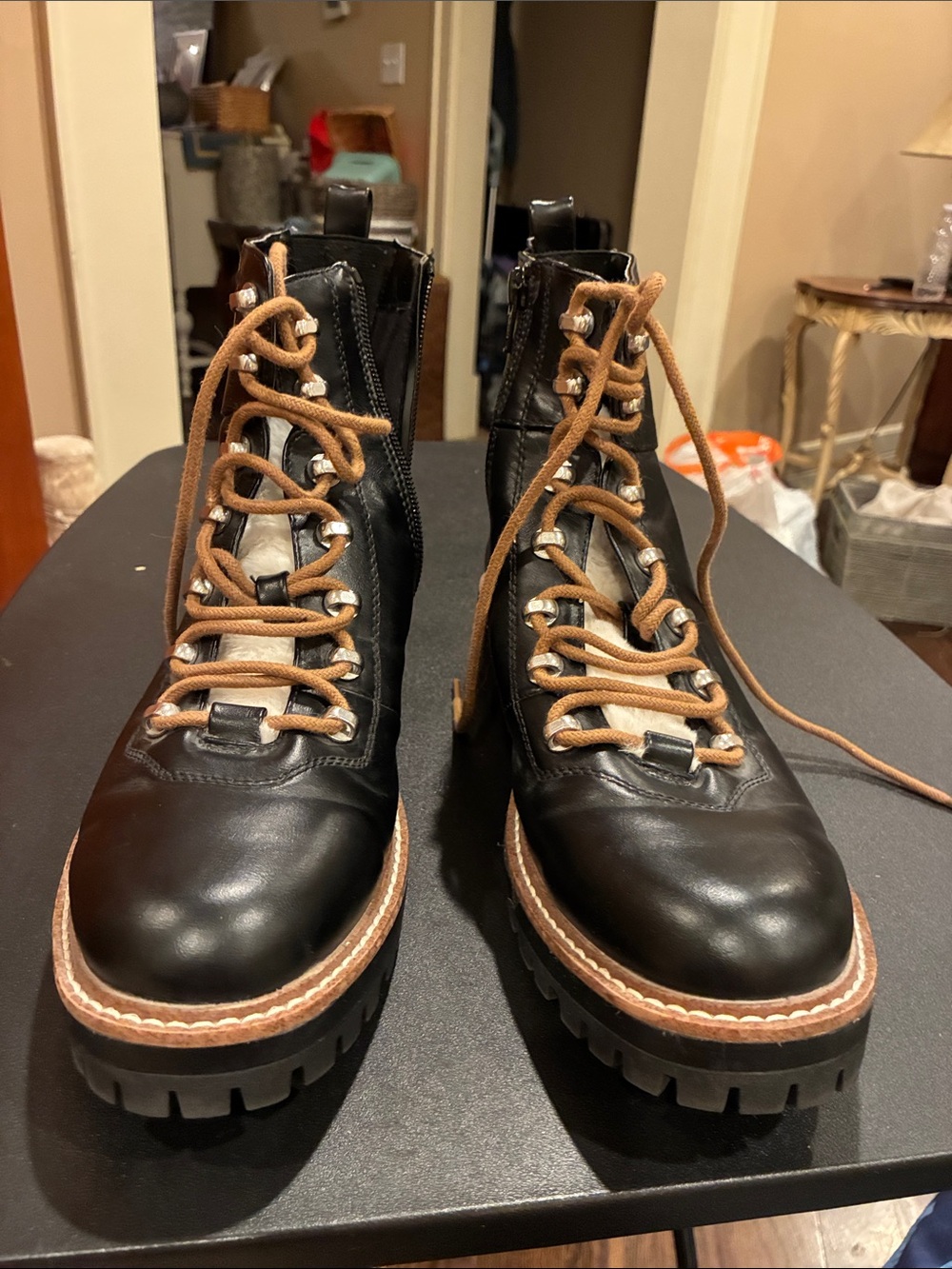 Black Womens SZ 8 1/2 Lace-up Ankle Boots New